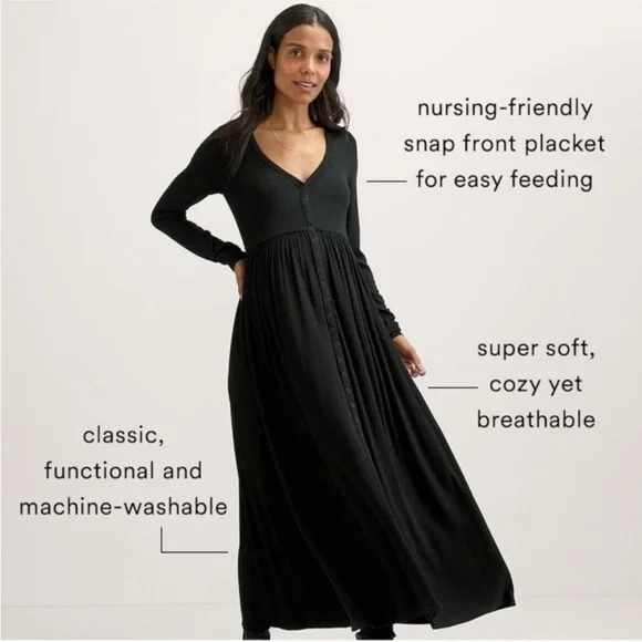 HATCH • The Softest Rib Nursing Dress - Aubergine - Picture 6 of 9